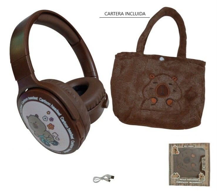Auriculares Capybara + Cartera de Peluche
