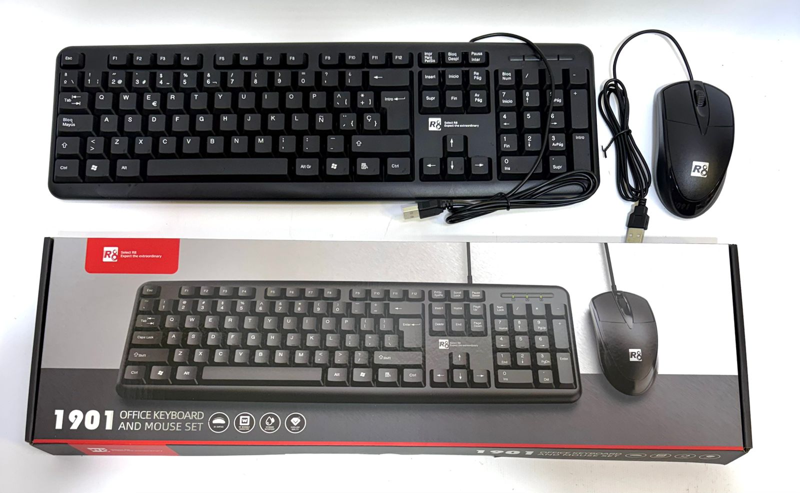teclado + mouse con cable